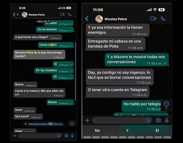  Más chats entre Nicolás y Day. Foto: Semana<br>  