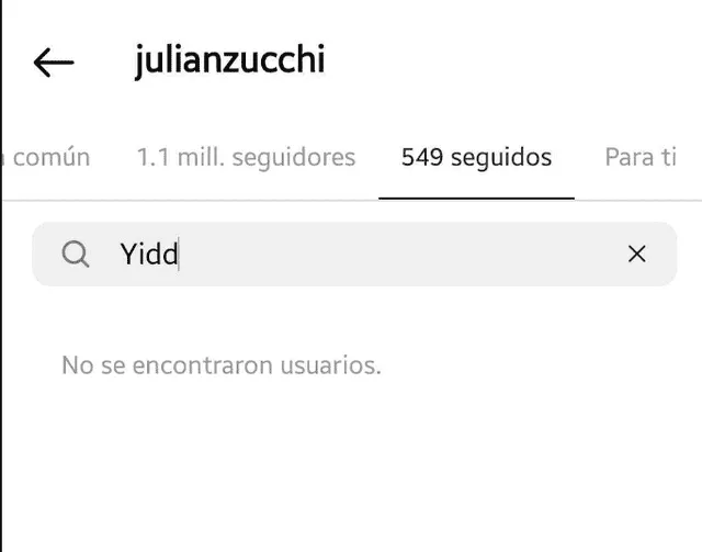  Julián Zucchi ya no sigue a Yiddá Eslava en Instagram. Foto: captura de Instagram   