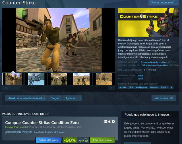 Counter Strike en oferta. Foto: Steam