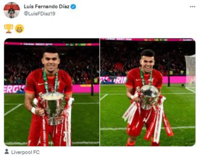 Luis Díaz expresó su felicidad tras alcanzar su primer trofeo con Liverpool