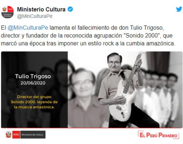 Mensaje del Ministerio de Cultura  Foto: captura de Twitter