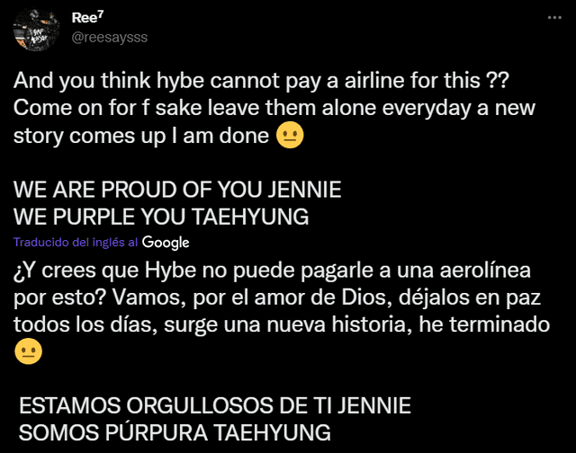 Taehyung BTS V Jennie BLACKPINK dating aerolínea romance cita