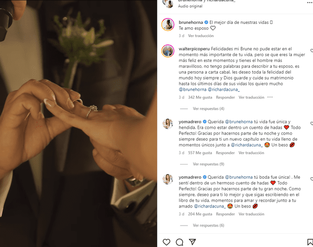 Brunella Horna y Richard Acuña sellaron su amor el 7 de enero del 2020. Foto: Instagram Brunella Horna.