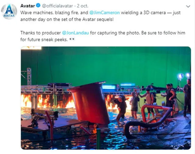 Avatar 2 comparte imágenes del rodaje.