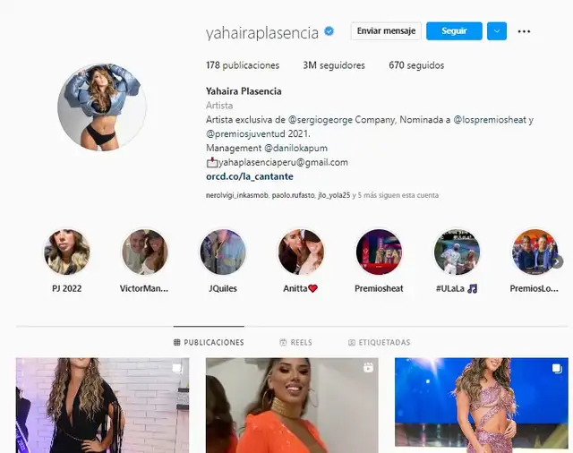 Seguidores de Yahaira Plasencia en Instagram