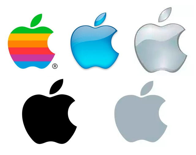  Evolución del logo de la manzana mordida. Foto: internet   
