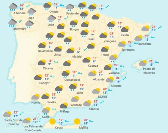 Mapa del tiempo en España hoy, jueves 30 abril de 2020.de