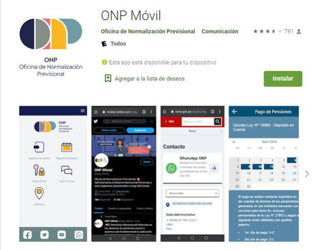 Aplicación para visualizar todos los datos de la ONP. Foto: Google Play