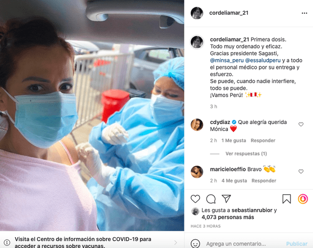 Mónica Sánchez recibe primera vacuna contra el coronavirus: “Todo ordenado y eficaz”