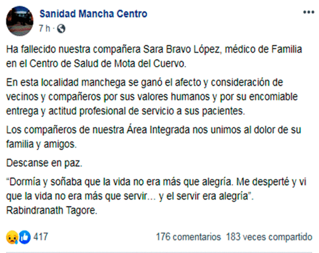 Facebook: Sanidad La Mancha