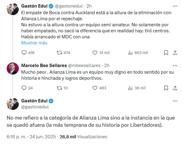 Publicación de Gastón Edul tras eliminación de Boca Juniors. Foto: captura de X   