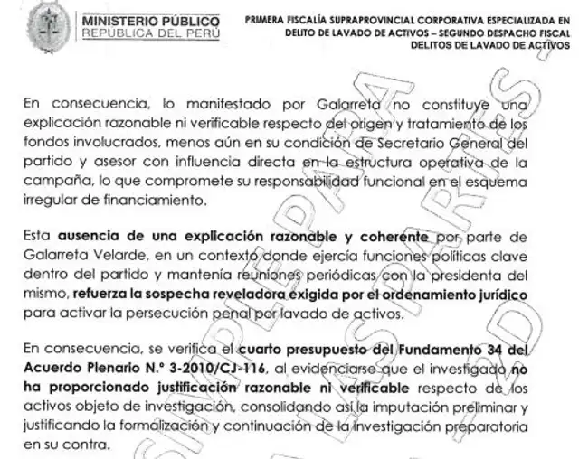 Tesis fiscal sobre declaraciones de Luis Galarreta Tesis fiscal sobre declaraciones de Luis Galarreta