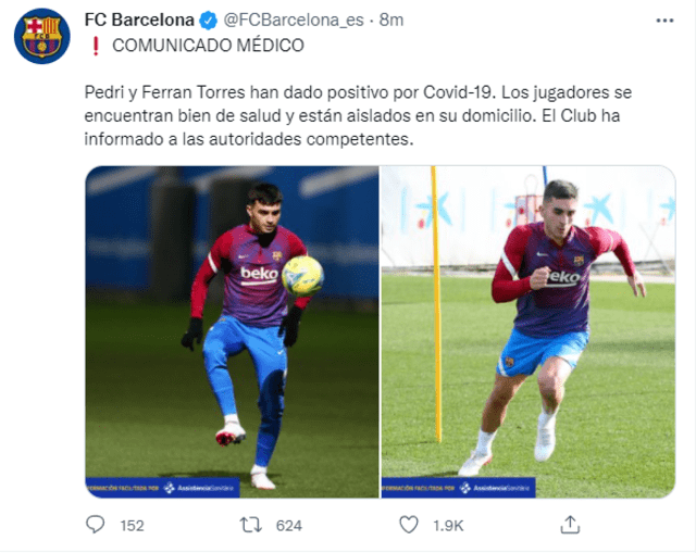 Publicación del FC Barcelona. Foto: captura Twitter