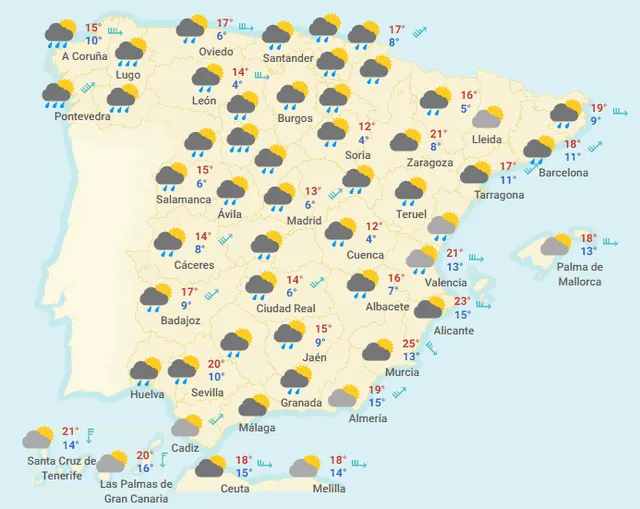 Mapa tiempo España hoy domingo 1 de marzo de 2020.