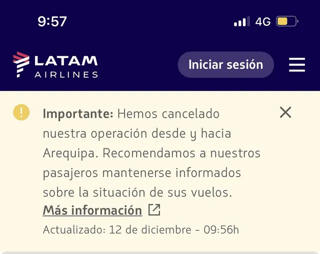 Latam suspende vuelos hacia  y desde Arequipa tras toma de Aeropuerto Internacional Afredo Rodríguez Ballón. Foto: Latam