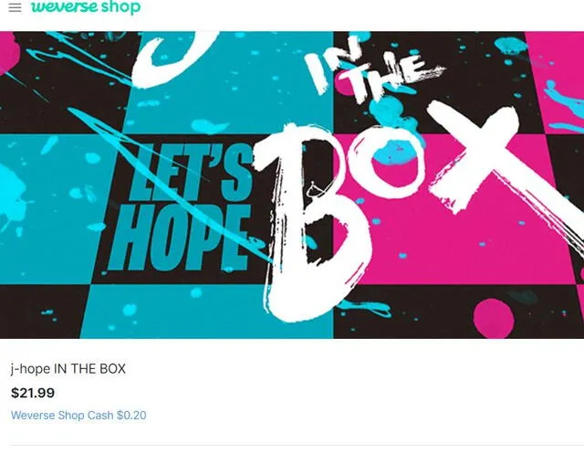 "J-Hope in the box" en Weverse. Foto: Weverse 