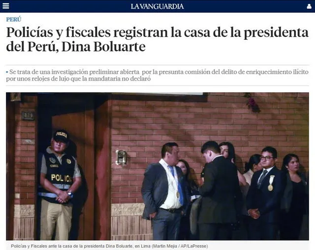 El medio español informó sobre el caso de Dina Boluarte Zegarra.   