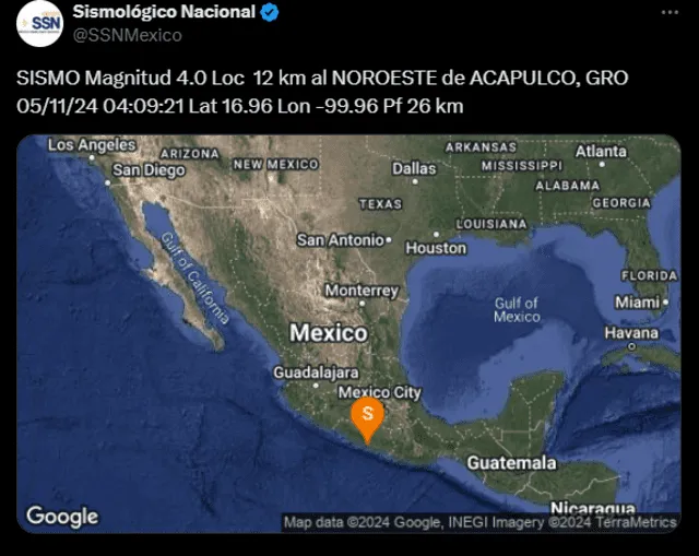  Temblor en México hoy. Foto: captura X/SSNMexico 