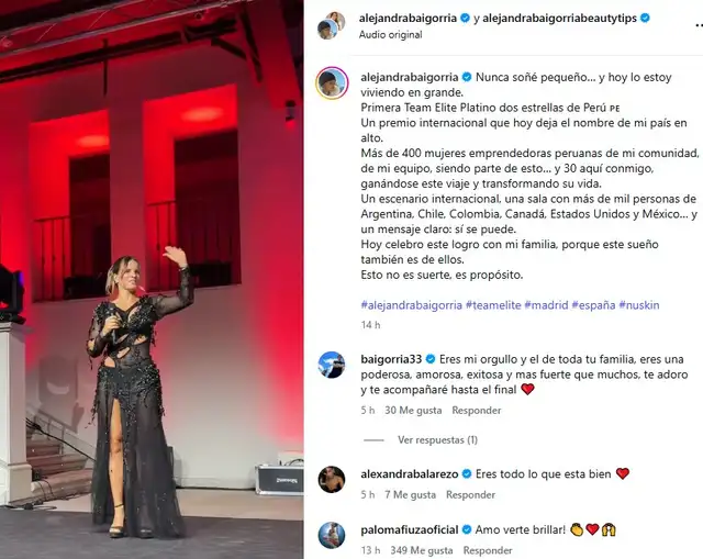 La exparticipante de ‘Esto es guerra’ mostró su orgullo por representar a Perú, destacando el esfuerzo colectivo de su equipo y enviando un mensaje inspirador a otras emprendedoras. Foto: Instagram