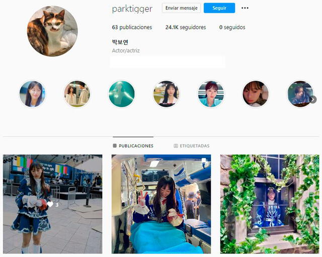 Park Bo Yeon y su perfil en redes sociales. Foto: Instagram