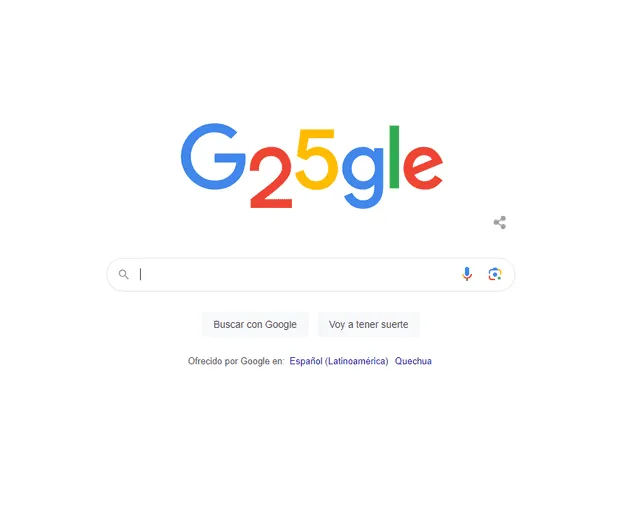 Google conmemoró la fecha con un doodle que repasa los cambios del logo en sus 25 años. Foto: captura de Google   