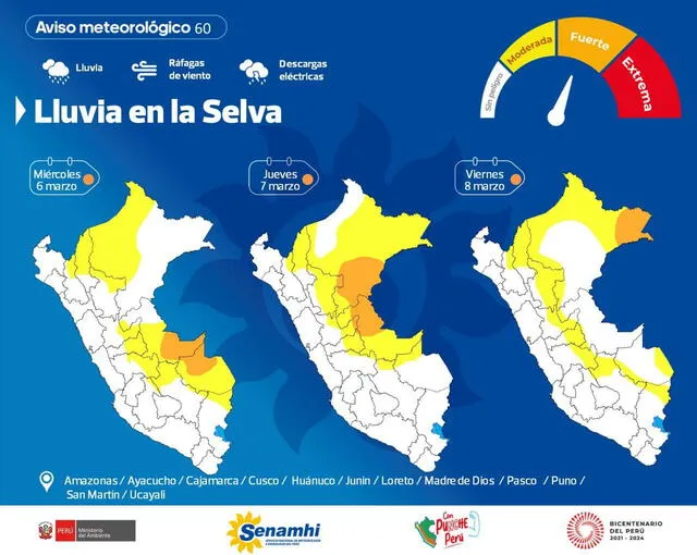 Lluvias en la selva. Foto: Senamhi   