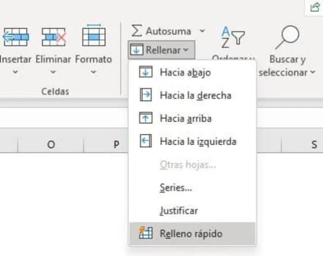  Así se ve la opción de relleno rápido en Excel. Foto: Teformas   