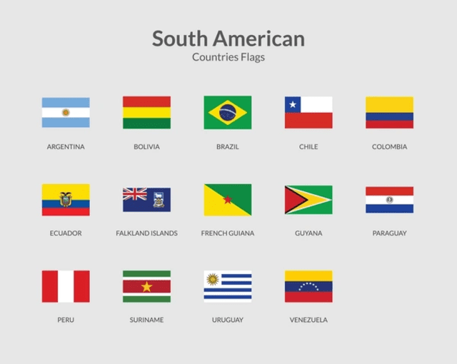 Banderas de los países de Sudamérica. Foto: Freepik   
