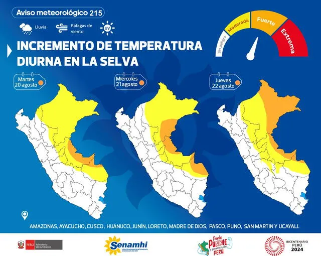  Incrementa la temperatura diurna en la Selva. Foto: Senamhi    