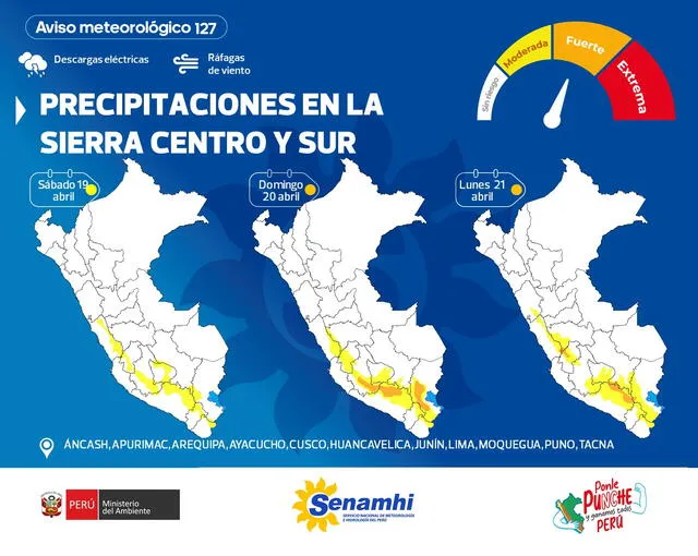 Anuncio de Senamhi sobre precipitaciones en la sierra centro y sur Anuncio de Senamhi sobre precipitaciones en la sierra centro y sur
