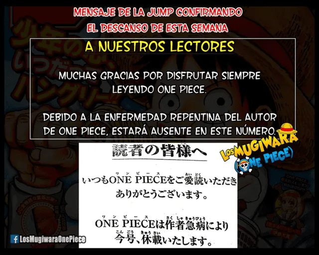 Shonen Jump - Comunicado | Fuente: Los Mugiwara (One Piece)