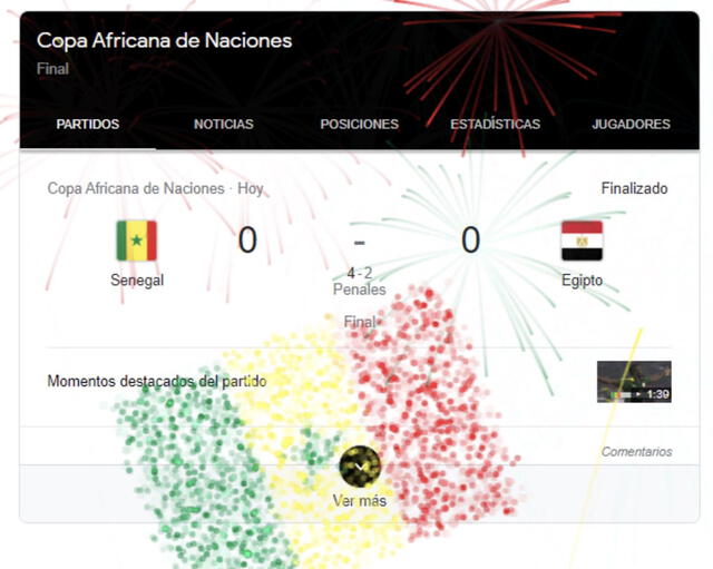 Google celebra al campéon de África con destellos en buscador