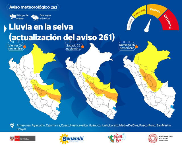 Senamhi actualizó su pronóstico 