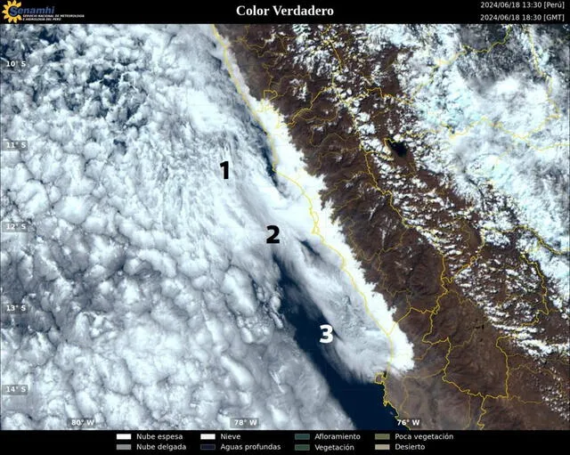 Son tres vórtices costeros de niveles bajos que se desarrollan frente a la costa de Lima e Ica. Foto: Senamhi   