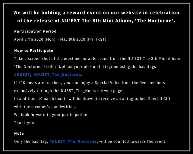 NU’EST anunció que realizarán un evento especial para su fandom L.O.Λ.E. previo a su regreso con The Nocturne.