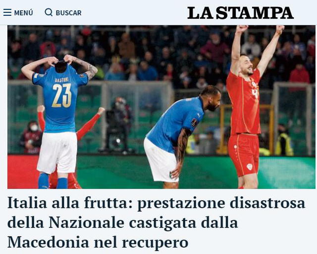 Portada web de La Stampa. Foto: Web La Stampa