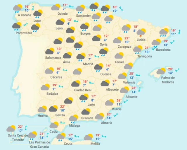 Mapa del tiempo en España hoy, martes 28 de abril de 2020.