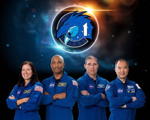 Shannon Walker, Victor Glover, Mike Hopkins y Soichi Noguchi (de izquierda a derecha): la tripulación de la misión Crew-1 | Foto: SpaceX