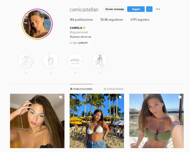 Camila Castellán en Instagram