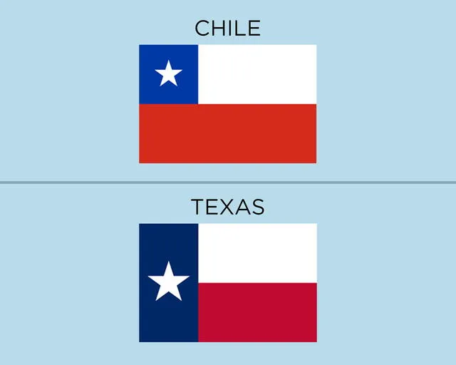La principal diferencia entre las banderas de Chile y Texas es la distribución de sus colores. Foto: Kera News 