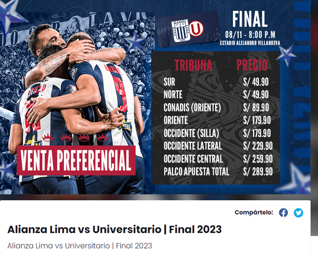 Entradas Alianza Lima vs. Universitario precio y cómo comprar los boletos por la final de