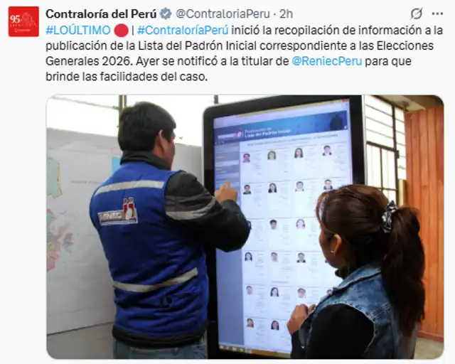  Comunicado de la Contraloría a través de su cuenta oficial de X   