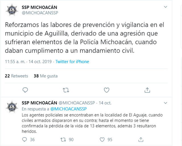 Pronunciamiento de la Secretaría de Seguridad Pública del Estado de Michoacán