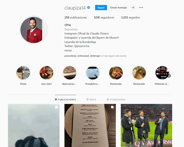 Instagram oficial de Claudio Pizarro
