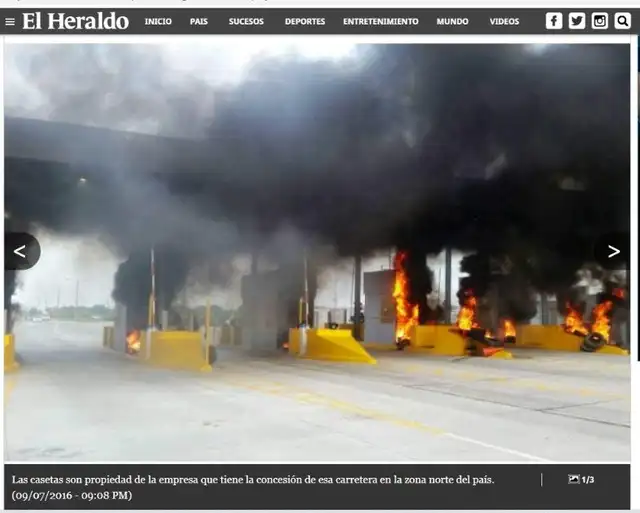 Medio de comunicación informa sobre quema de casetas en Honduras. Foto: captura Medio de comunicación informa sobre quema de casetas en Honduras. Foto: captura