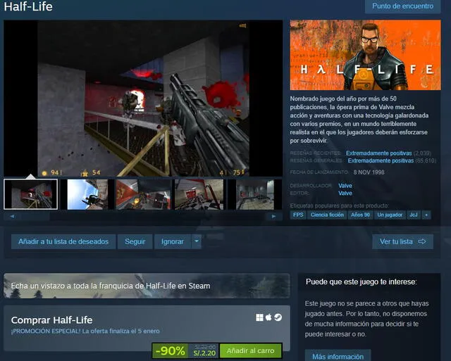 Half-Life en oferta. Foto: Steam