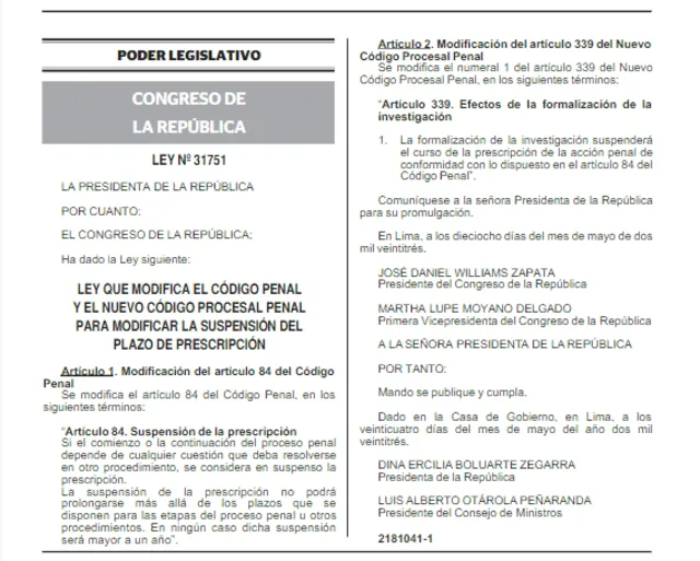 Resolución legislativa de la 'ley Soto' oficializada. Foto: El Peruano   