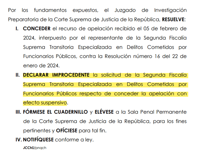  Juez Checkley rechazó conceder la apelación con efecto suspensivo.   