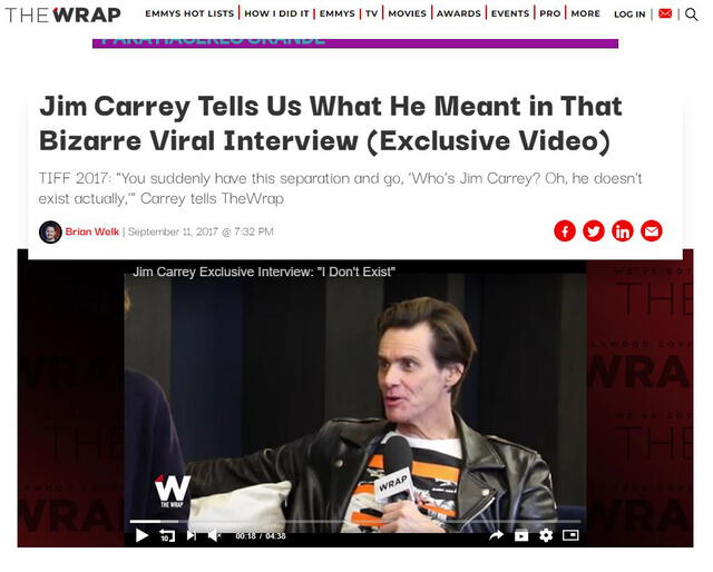 Entrevista a Jim Carrey en 2017. Foto: captura en la web de The Wrap.