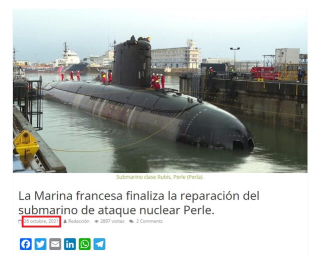 <em> Contexto original del submarino. En rojo, la fecha de publicación. Foto: captura de Google</em>   